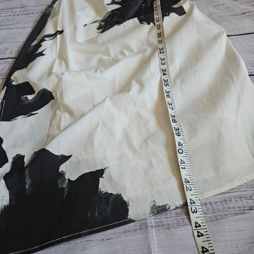 Iris Setlakwe White Black Floral Ruched Fitted Knee Length Dress Womens 6
